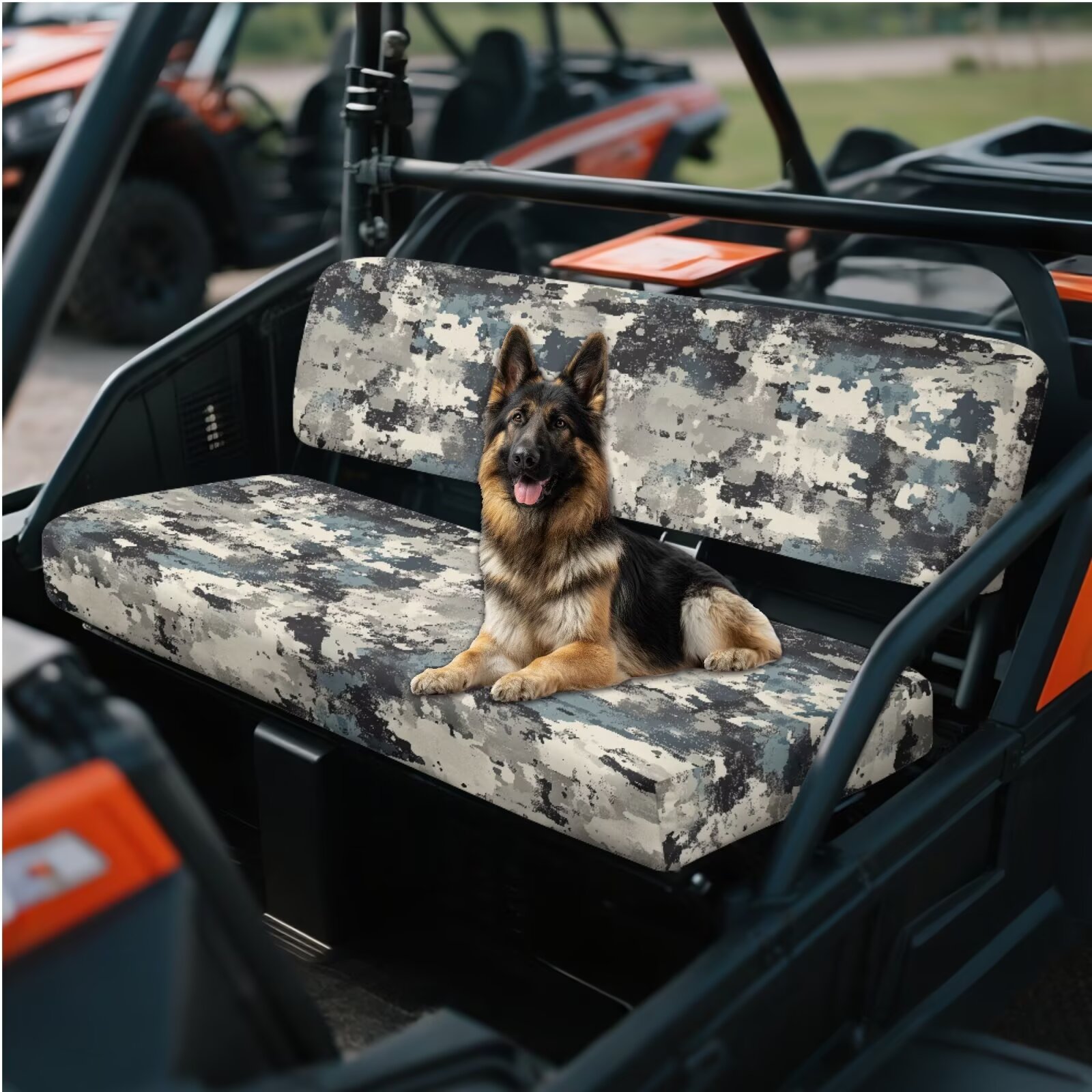 Yuyamidu Camo UTV Seat Covers Universal for Kawasaki Mule 3000 3010 3020 Scratch-Proof Heavy Duty UTV Seat Protective Covers for Bench Seats and Backrest 2 PCS