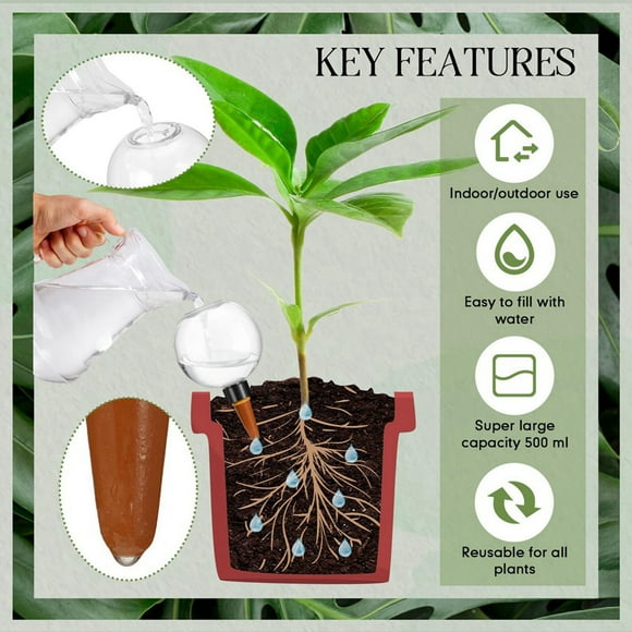 4X Automatic Plant Watering Globes Plastic Self Watering Plant Waterer Watering Bulbs for Indoor Plants Drip Irrigation