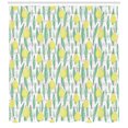 thumbnail image 3 of Lemons Shower Curtain, Vertically Aligned Lemon Leaves And Patterned Fruit on Pink Stripes, Fabric Bathroom Set with Hooks, 69W X 84L Inches Extra Long, Sea Green Pale Pink Yellow, by Ambesonne, 3 of 3