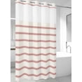 thumbnail image 4 of Red Striped No Hook Shower Curtain Waterproof, Bathroom Curtains with Snap in Liners and See Through Top Window, Rustic Red Stripe Modern Art Beige Hotel Style Bathtub Curtains Shower 36"Wx78"L, 4 of 8