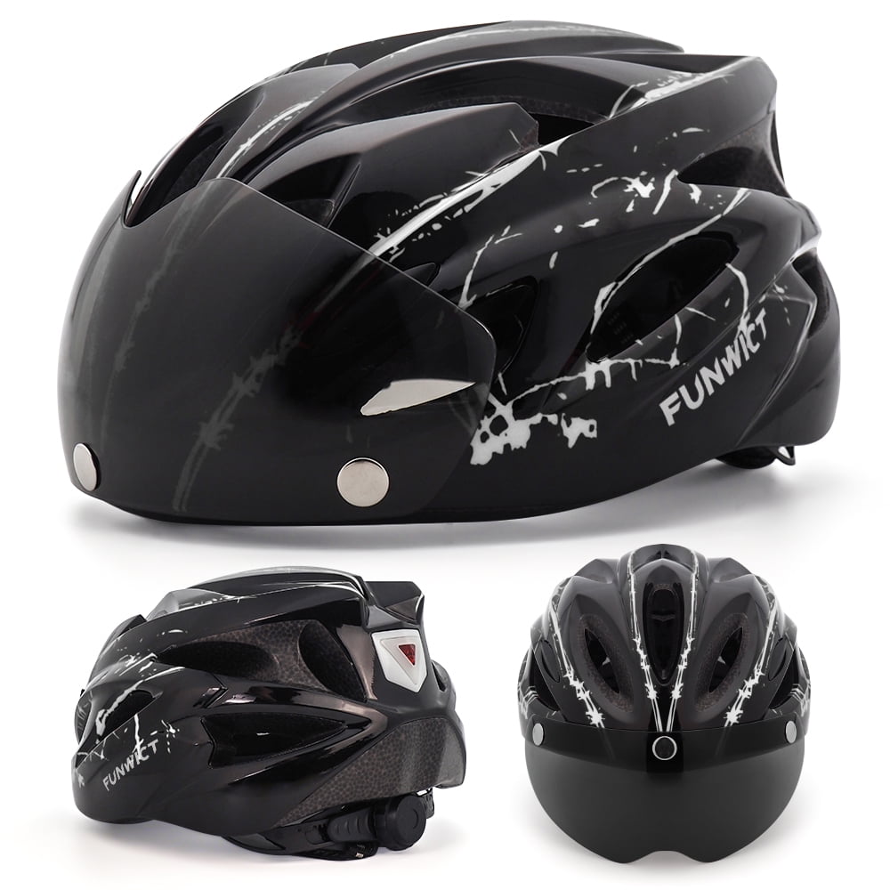 FUNWICT Bicycle Helmet with Light and Magnetic Goggles Lightweight Bike Helmet for Adult Men Women