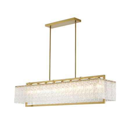 Design Living 9-Light Brass Chandelier With Clear Rippled Glass