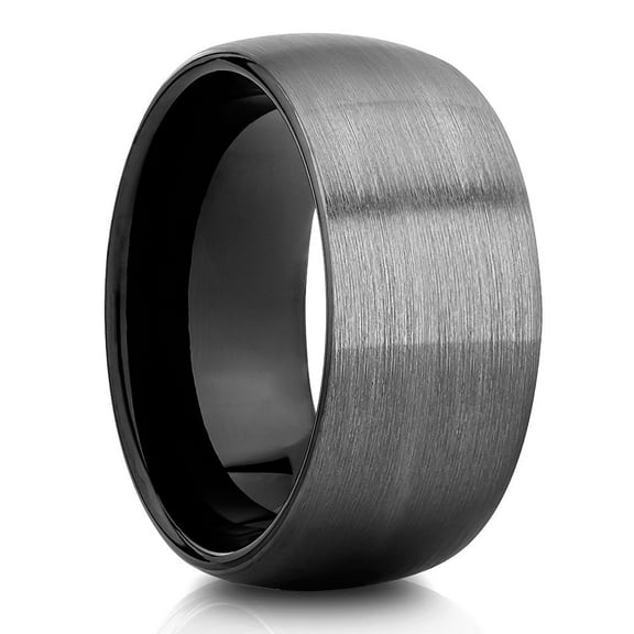 OVIEDO JEWELRY 10MM Gunmetal Tungsten Wedding Ring,Tungsten Carbide,Men's,Women's,Dome,Wedding Band,Comfort Fit