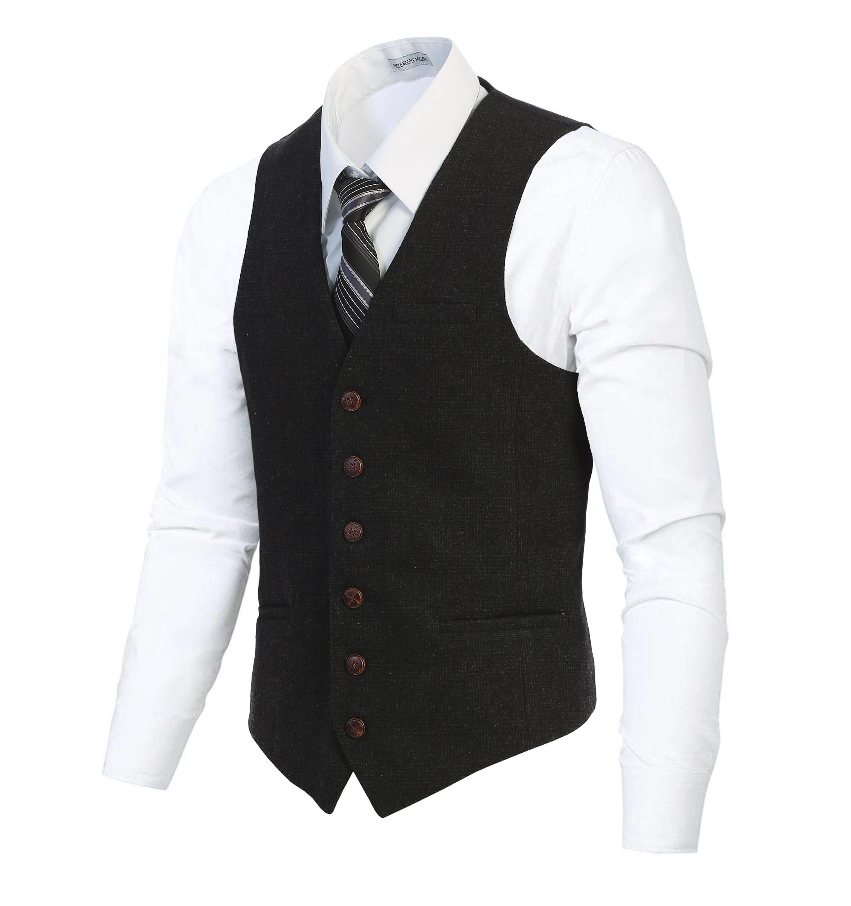 Gioberti Men's 6 Button Slim Fit Formal Herringbone Tweed Vest ...