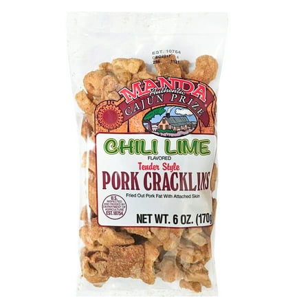 Manda Chili Lime Flavored Pork Cracklins, 6 oz