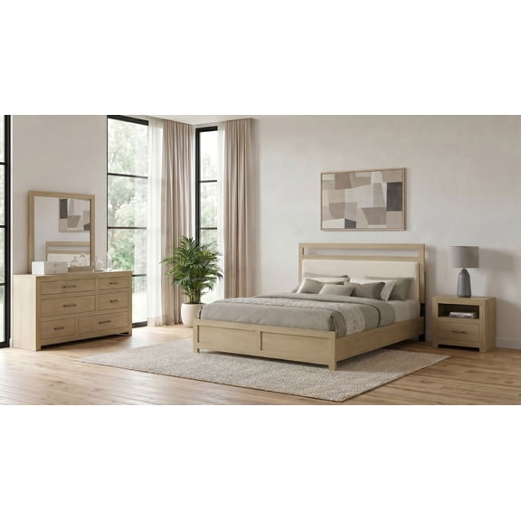 Coaster Hendricks 4-Piece Queen Bedroom Set, Light Oak