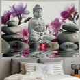 thumbnail image 2 of Orinice Buddha Statue Rocks Flowers Tapestry Wall Hanging Unique Style Graphic Tapestries Home Art Decor Living Room Bedroom Apartment Farmhouse Dorm Decoration 60x50inch, 2 of 6