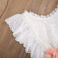 thumbnail image 5 of StylesILove Baby Girls Elegant White Lace Eyelet Romper with Peach Flower & Matching Headband 2pcs Flower Girl Tutu Dress Outfit (6 Months), 5 of 6