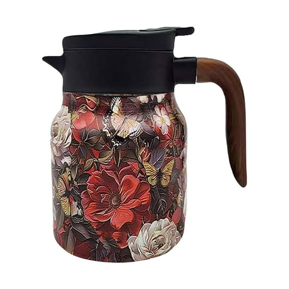 Vintage Floral Pattern Tea Tea Pot Vintage Floral Pattern Tea Built In Infuser Mini Hot Coffee Pot Stainless Steel Thermal Carafe With Lid For Hot Drinks Glass&Bottle Home Decor