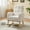 Cream, variant on Modern Accent Rocking Chair Rocking Chair With Solid Wood Legs, Upholstered Nursery Glider Rocker, Comfy Armchair With Side Pocket, Living Room Lounge Arm Chair With High Backrest Stripe Velevt