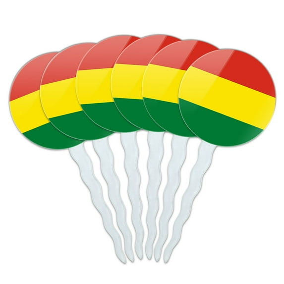 Bolivia National Country Flag Cupcake Picks Toppers - Set of 6