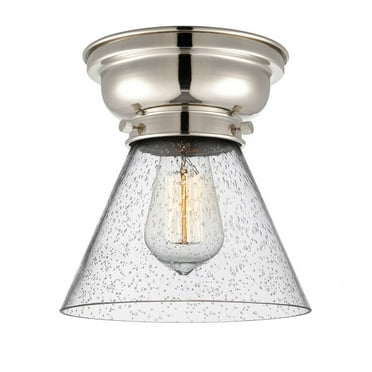 623-1F-PN-G44-Innovations Lighting-Cone - 1 Light Flush Mount In Industrial Style-7.4 Inches Tall and 7.75 Inches Wide-Polished Nickel Finish-Seedy