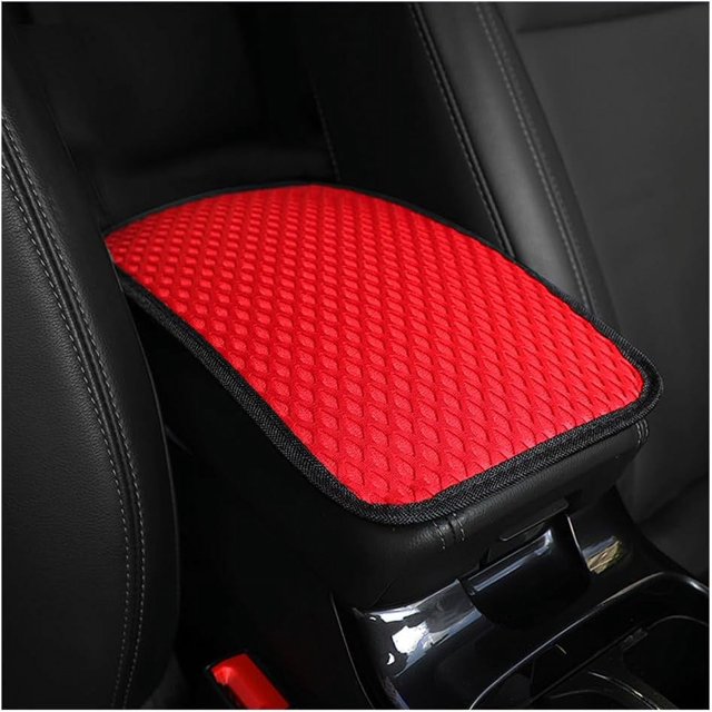 Yazoeia Car Center Console Cover, Anti-Slip Breathable All Seasons Automotive Mesh Armrest Box Pad Cover for Comfortable Support, Vehicle Interior Decor Universal for SUV, Truck, RV(Red)