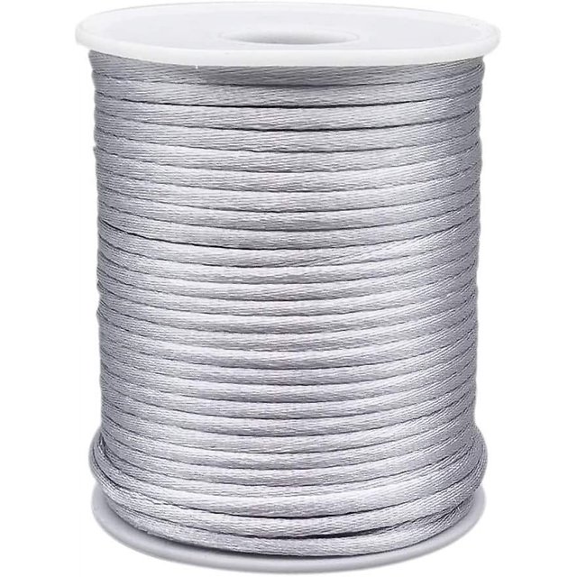 Cordón de satén negro de 3mm, cordón de seda de cola de rata, hilo de nudo chino para fabricación de joyas, carrete de 50 yardas