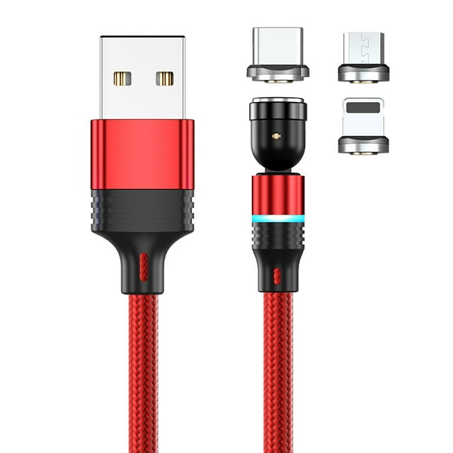Jja Magnetic Charging Cable 3 In 1 360180 Rotation Magnetic Phone Charger 3a Nylon Braided Detachable Fast Charger Data Transfer Cable For Micro Usb T