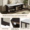 thumbnail image 2 of 2-Tier Storage Bench Cabinet, 47" Entryway Shoe Bench with Cushion, Wood Shoe Organizer with Adjustable Shelves, Rattan Doors, for Living Room,Hallway, 2 of 9