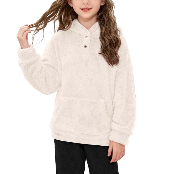 Hoodie Girls Long Sleeve White Hoodie Casual Pullover Tween Hoodies Girls 13-14 Years