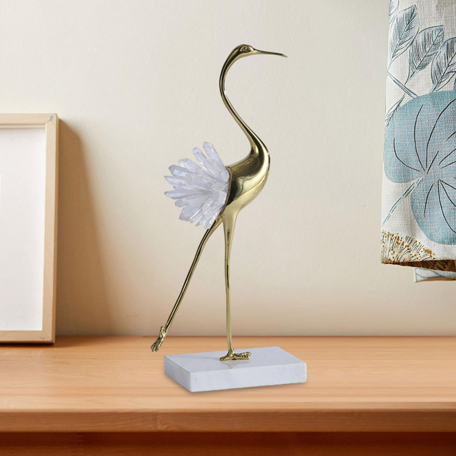 Golden Crane Statue Animal Bird Modern Minimalist Luxury Sculpture Figurine Ornament for Home Shelves Bedroom Decoration Style D