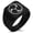 Black, variant on Stainless Steel Ujiie Samurai Crest Geometric Pattern Biker Style Polished Ring