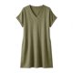 thumbnail image 5 of Zapatos de Vestido Casual para las Mujeres Lino Manga Corta Cuello en V Falda de Vestido de Color Sólido, Vestido Corto para las Mujeres Casual, 5 of 6