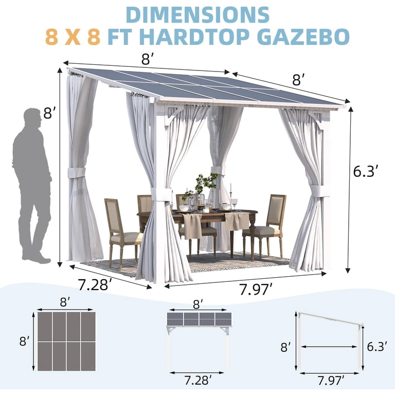 AECOJOY 8' X 8' Outdoor Lean to Gazebo for Patio on Clearance