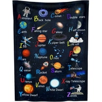 Alphabet Blanket Space Astronaut Blanket for Boys Girls 30x40 Inch ABC Planet Star Spaceship Rocket Baby Boy Blankets Newborn Super Soft Fleece Toddler Throw Blankets for School Nap Sofa Bedroom Decor