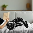 thumbnail image 3 of Zodiac Aries Soft Flannel Fleece Throw Blanket, Abstract Monochrome Goat Swirled Horns and Floral Curly Details, Cozy Plush for Indoor and Outdoor Use, 50" x 70", Black and White, by Ambesonne, 3 of 5