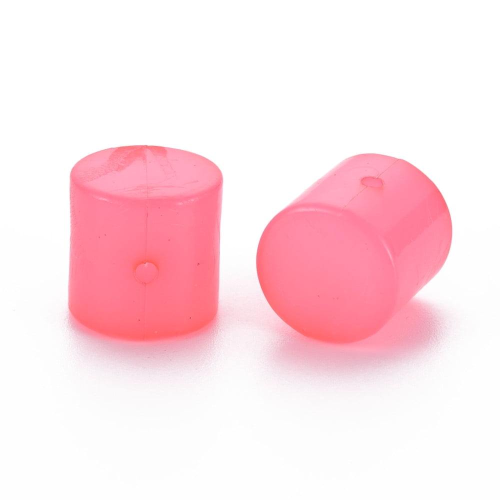 Imitation Jelly Acrylic Beads Column Hot Pink 14.5x14.5mm Hole: 1.8mm about 200pcs/500g