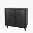 thumbnail image 3 of Modern Black Manufactured Wood Storage Cabinet - 31in Accent Cabinet with Embossed Doors for Living Room, Bedroom, Entryway, 3 of 14