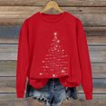 thumbnail image 2 of Ladies' Christmas Printed Casual Long Sleeved Round Neck Sports Hoodie Top, Comfortable Pullover for Women, Festive Holiday Apparel, Streetwear Style,Red,2XL, 2 of 5