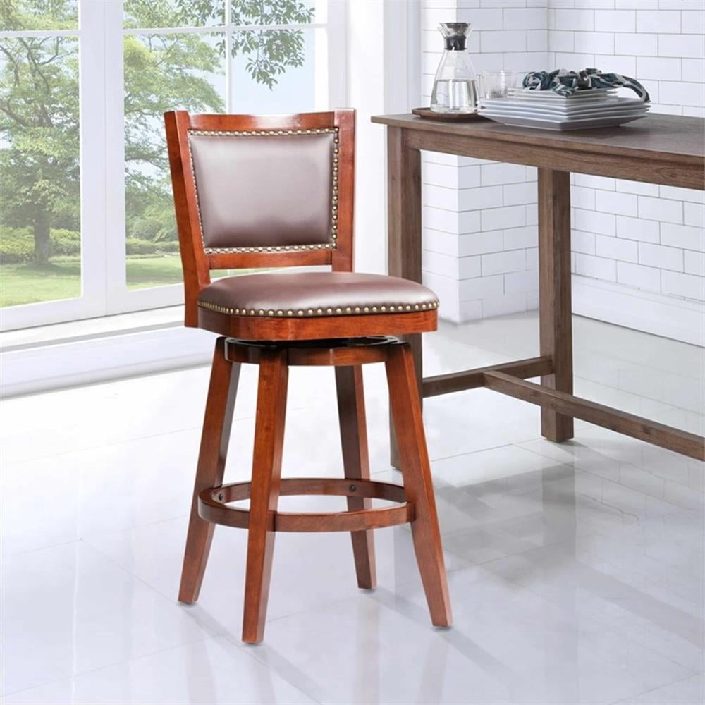 Boraam Broadmoor Wood Kitchen Swivel Bar Stool - Cherry Finish