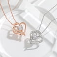 thumbnail image 5 of Platinum Double Heart Pendant Necklace Women's Heart to Heart Elegant Temperament Set Zircon Heart Necklace-rose gold-Heart-shaped Necklace, 5 of 6