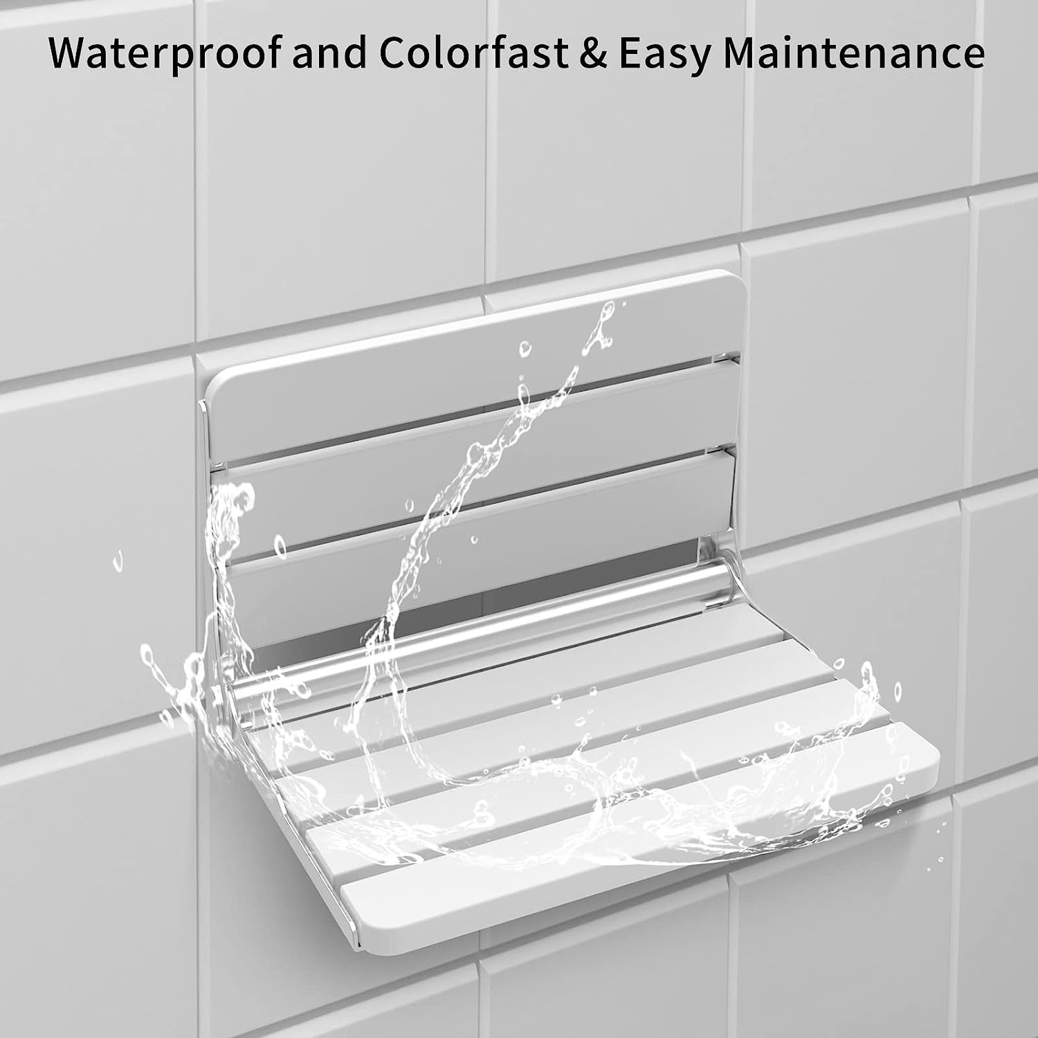 SM Teak Wood Modern Folding Shower Seat Bench,Fold Down Shower Bench