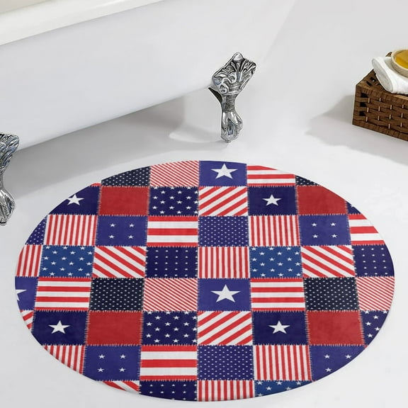 American Flag Painting Brush Style Round Carpet Circle Rug Outdoor Patio Area Rug Washable Large Area Rugs Hallway Room Decor Fitness Mats