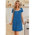 thumbnail image 4 of Ekouaer Nightgowns for Women Lace Trim Sleep Shirts Short Sleeve Night Shirts With Pockets Night Gown Ruffled Sleep Dress, 4 of 6
