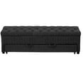 thumbnail image 2 of 60 Inch Modern Pull Out Storage Bench, Textured Dark Gray Fabric, Button Tufting, Lift Top, 2 of 5