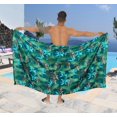 thumbnail image 2 of LA LEELA Men's Swim Bath Trunk Swimsuit Regular Surfing Swimwear Sarong Long Pareo Beach Wrap One Size Denim, Leaves Summer Vacation Party, 2 of 5