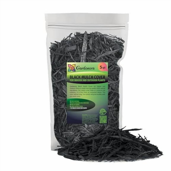 G3C3257LPremium Black Mulch by Gardenera - Beautify Your Garden and Support Plant Health - 5 QUARTS
