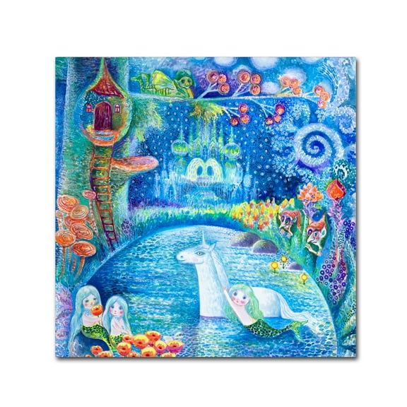 Bathing Of Unicorn' Canvas Art by Oxana Ziaka