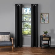 Mainstays Black Solid Blackout Grommet Curtain Panel Pair, Set of 2, 30 W x 84 L