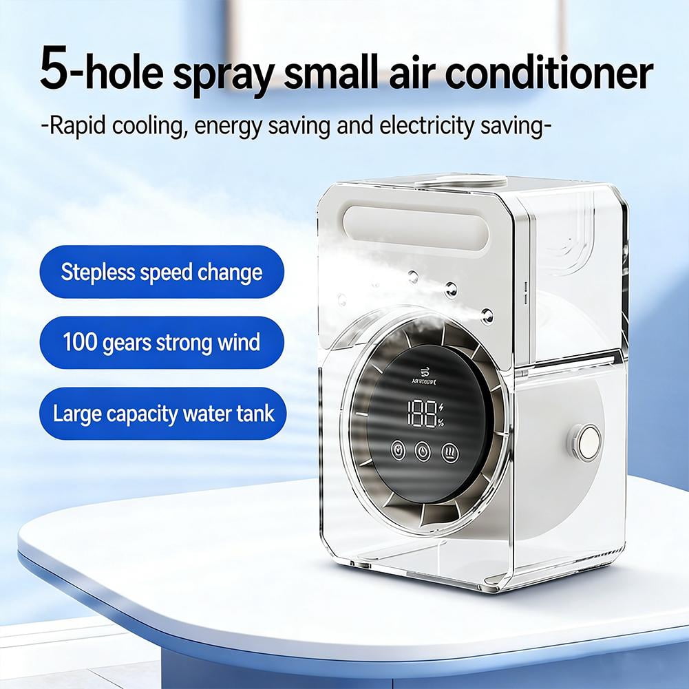 3-in-1 Portable Air Cooler Fan, USB Mini Air Conditioner with Humidifier & Fan, 500ML Water Tank, 100-Speed Mist Cooling Desktop Personal Air Cooler