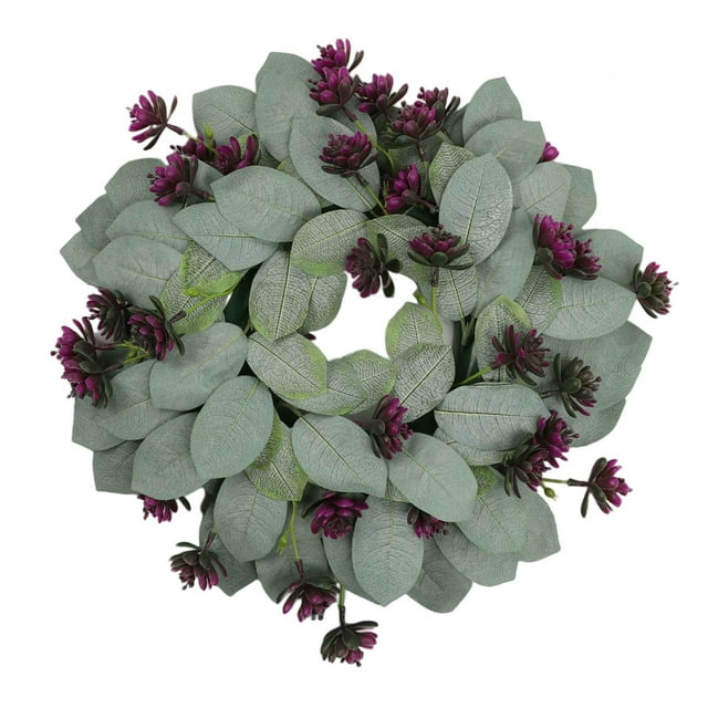 Guirnalda de hojas de eucalipto, guirnalda redonda de verano, decoración para puerta delantera, adornos Color D