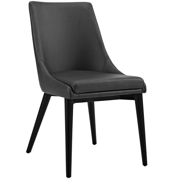 Maklaine 19" Solid Rubberwood and Vegan Leather Dining Chair in Black