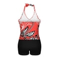 thumbnail image 4 of Hfnxid Women Tankini Swimsuit Plus Size Tummy Control Bathing Suit Fashion Printed Swim Top with Shorts Loose Fit Halter Beach Swimsuits Red XL, 4 of 8