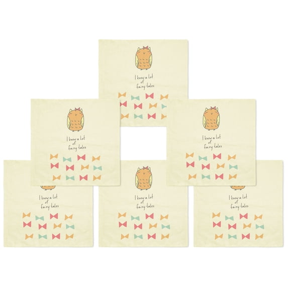 Cute hand drawn doodle baby owl and bow ties Printed Napkin VHN_01 Lot of 6