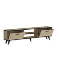 thumbnail image 4 of Contemporary Natural Wooden Oak and Black TV Stand for TVs up to 80 inch with Storage Units and 2 Shelves, 4 of 5