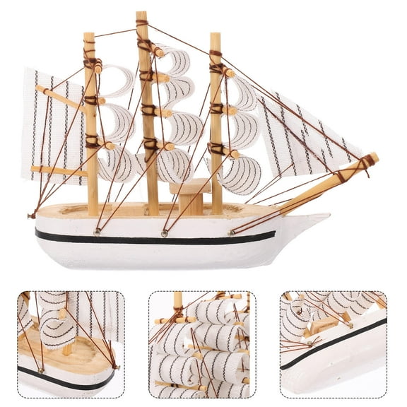 GETAJGHSD Mediterranean Style Wooden Sailboat Decor for Beach Room Or Bathroom