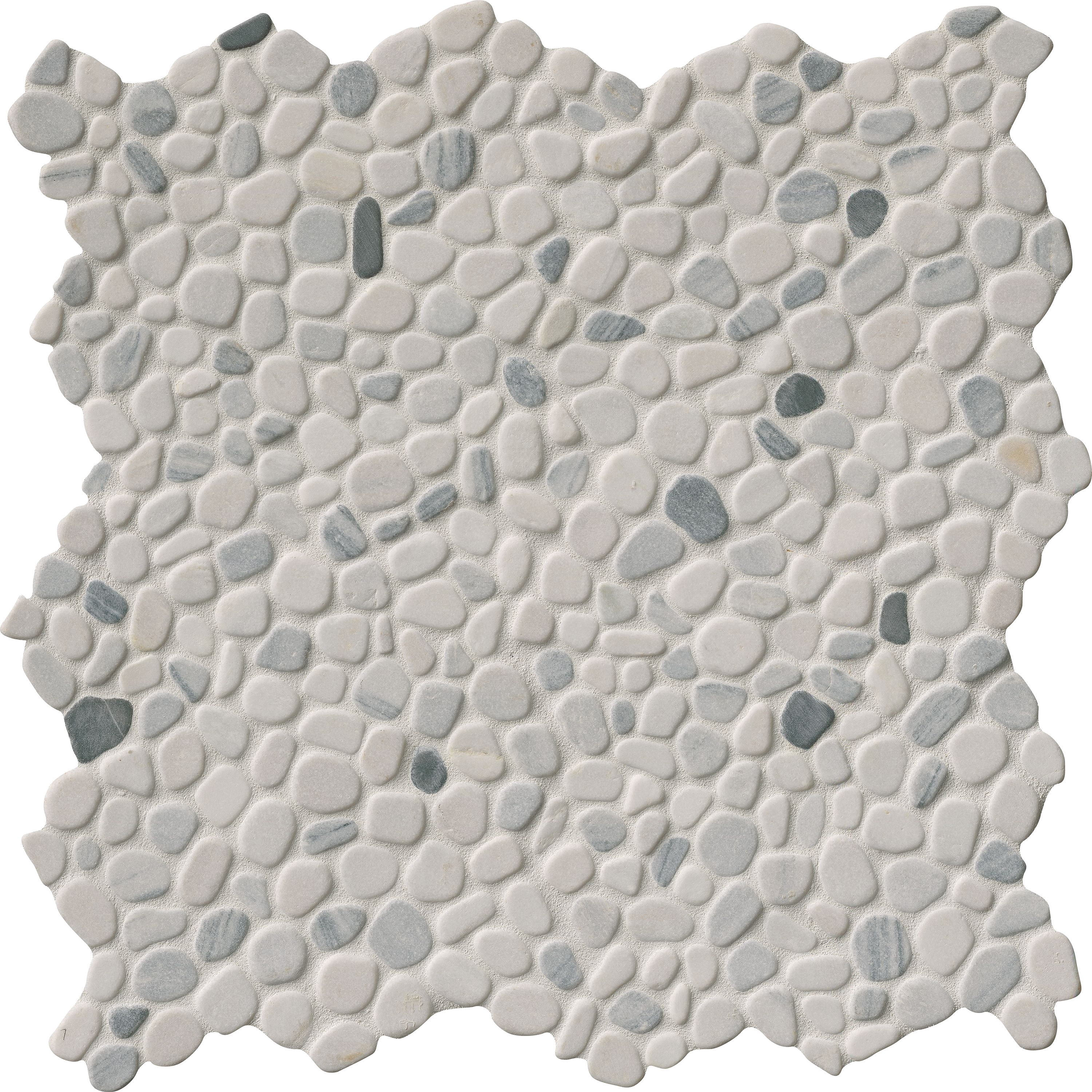 MSI Black and White Pebbles 11.42 in. x 11.42 in. x 10 mm Marble Mesh-Mounted Mosaic Tile (9.1 sq. ft. / case)