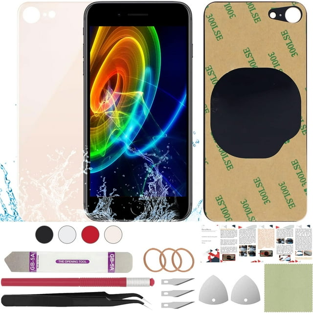 Kit de reemplazo de vidrio trasero ReuWeu para iPhone 8, 4.7 pulgadas, dorado