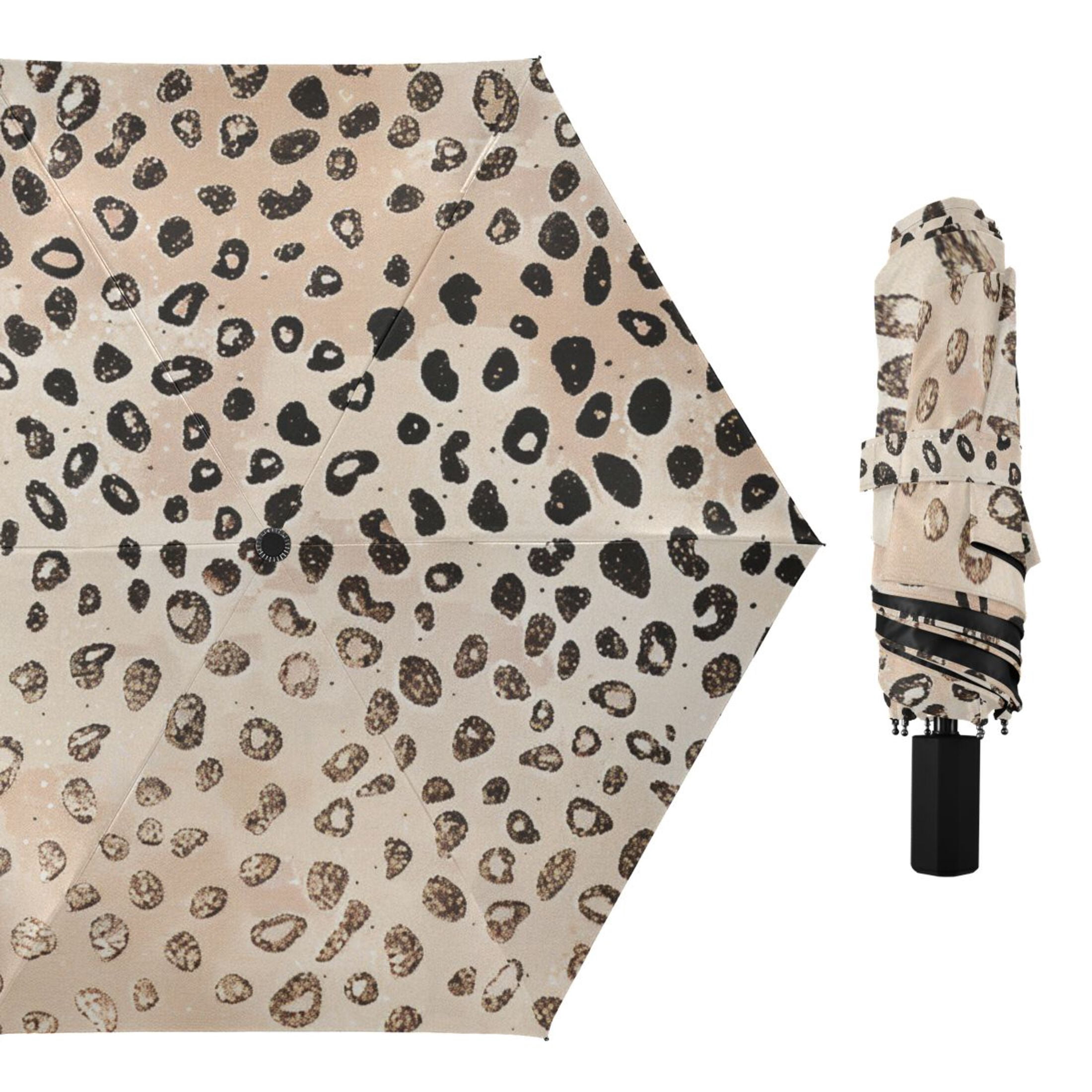 ALAZA Plain Cheetah Glitter Print UPF 50+ Compact Folding Umbrella for Rain Travel Umbrella Packable